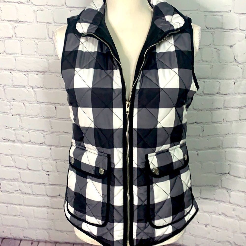 Aspen Black White Check Puffer Vest - S